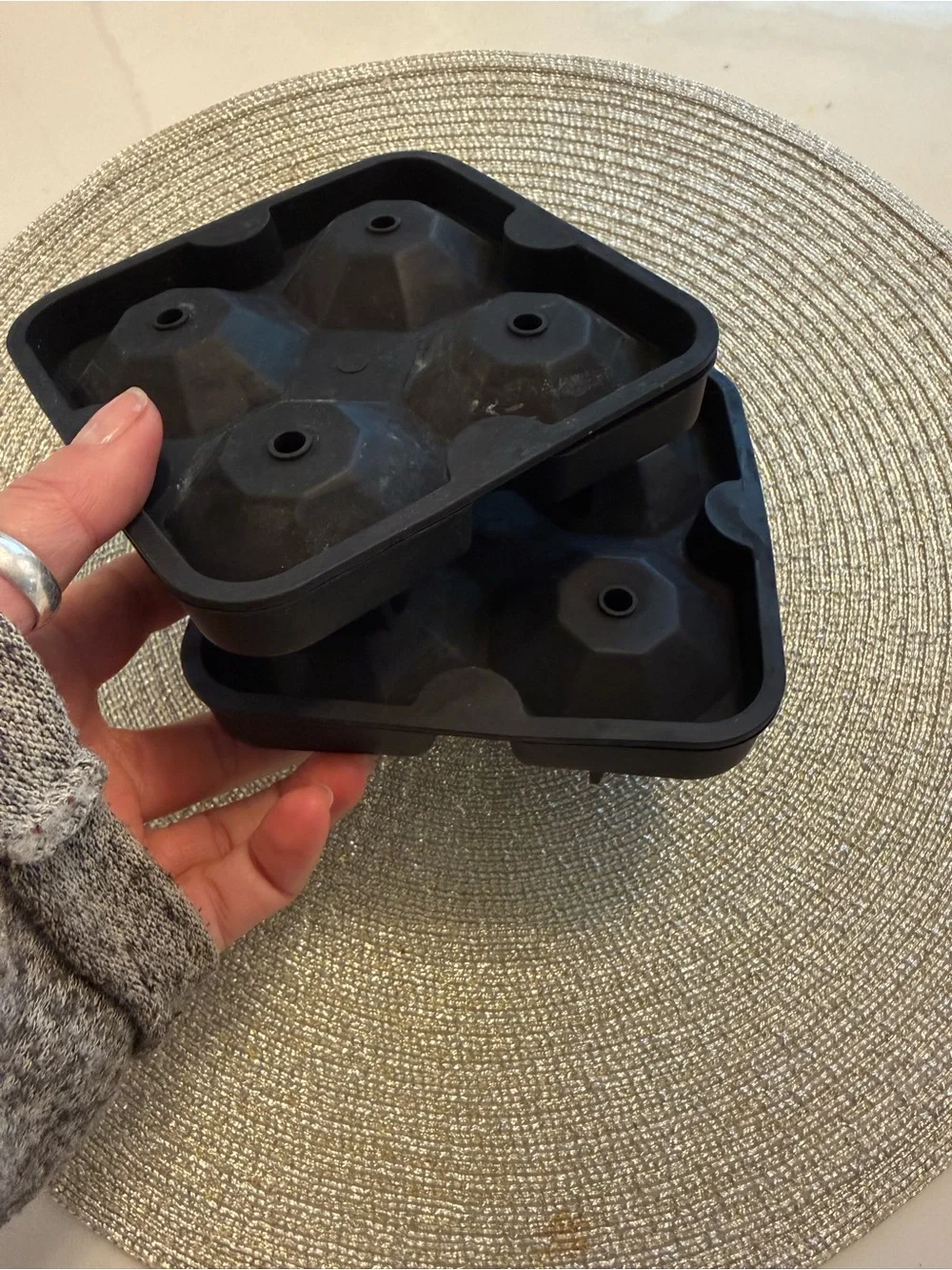 Silicone Diamond Ice Cube Tray - Black Set of 2